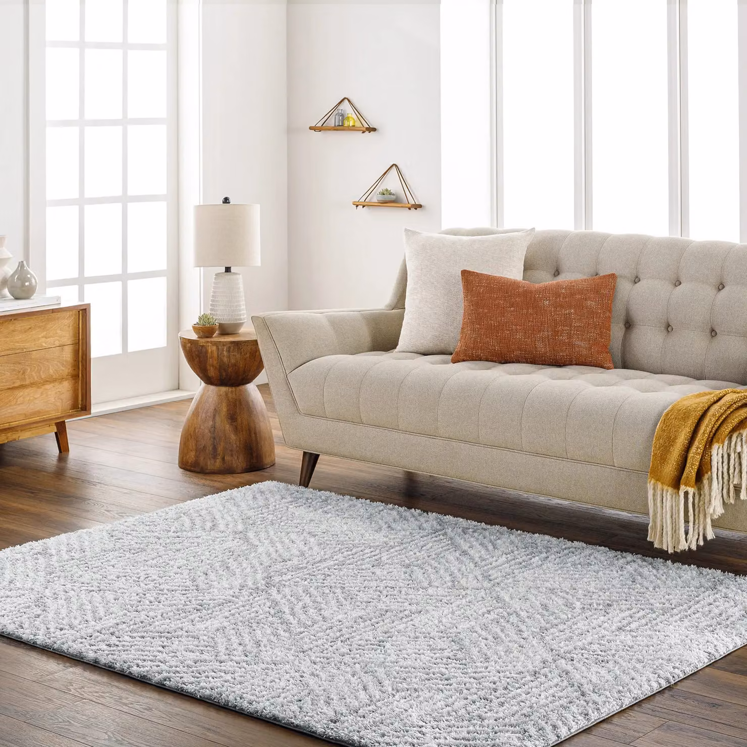 Livabliss Cloudy Geometric Shag Rug in Grey and Beige, W: 160 cm, D: 215 cm – 3