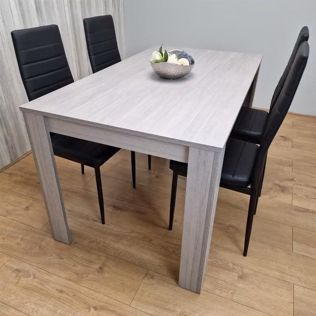 Kosy Koala Modern Rectangular Dining Table Set with 4 Black Chairs in Brown – 1