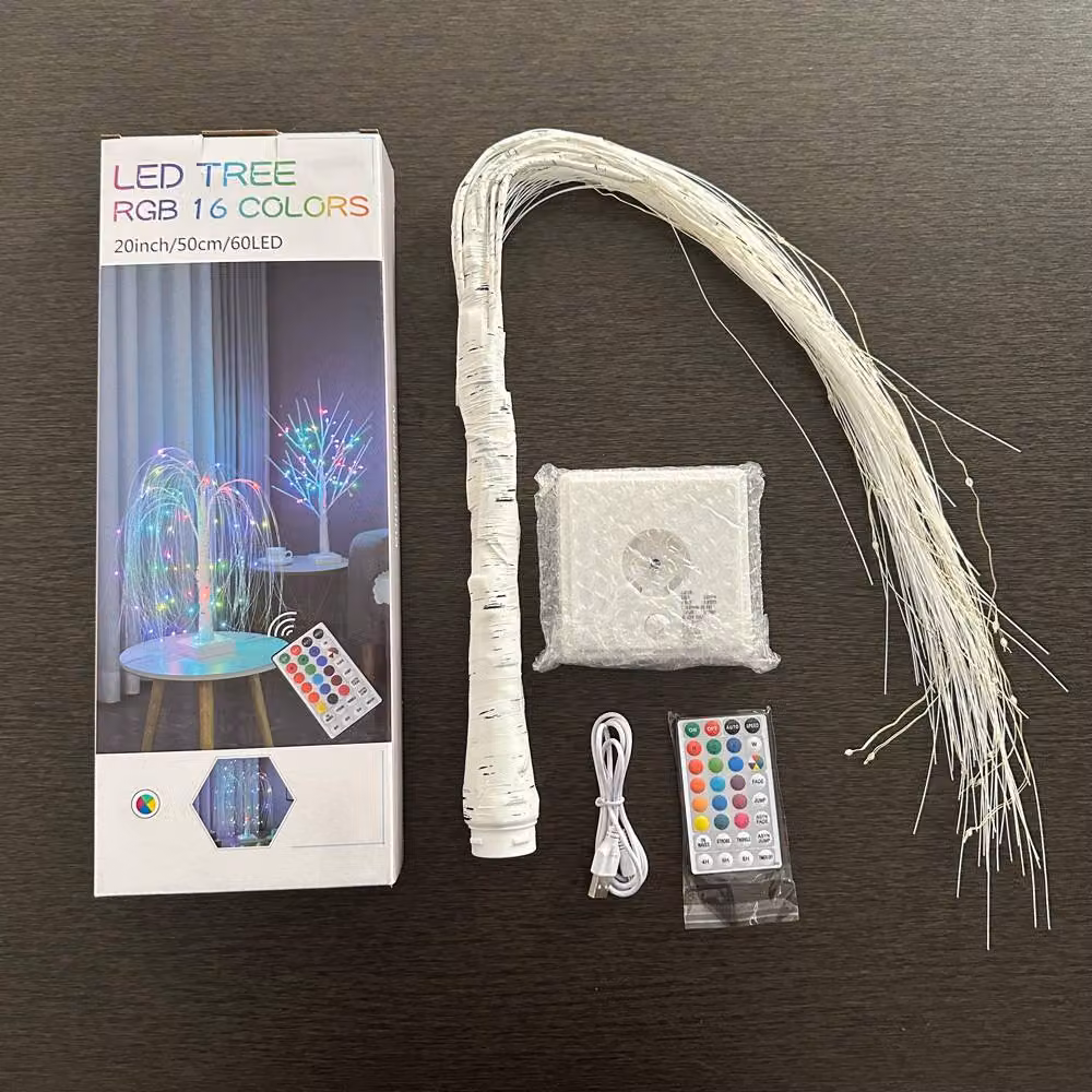 Smartbies 60 LED Pre Lit Willow Tree Lamp with Remote in White and Multicolour – 3