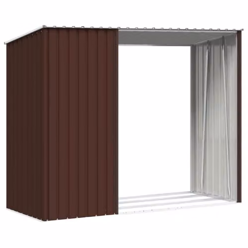 vidaXL Garden Firewood Shed in Brown, Galvanised Steel, W/D/H: 245 x 98 x 159 cm – 7