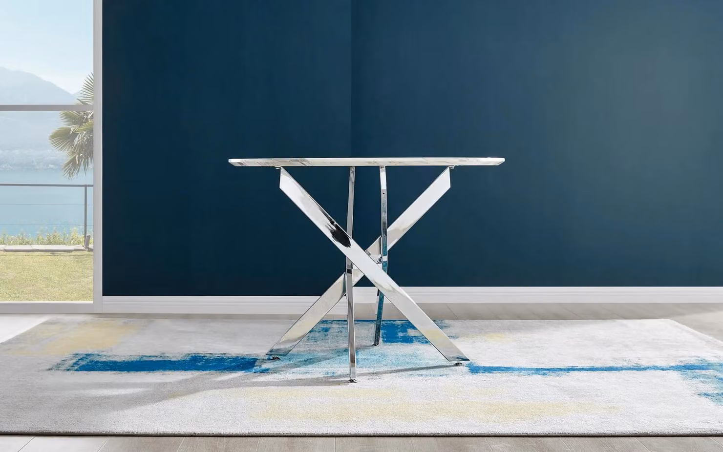 FurnitureboxUK Novara Round 4-Seater Dining Table in Off-White with Silver Chrome Legs, Diameter: 100 cm – 2