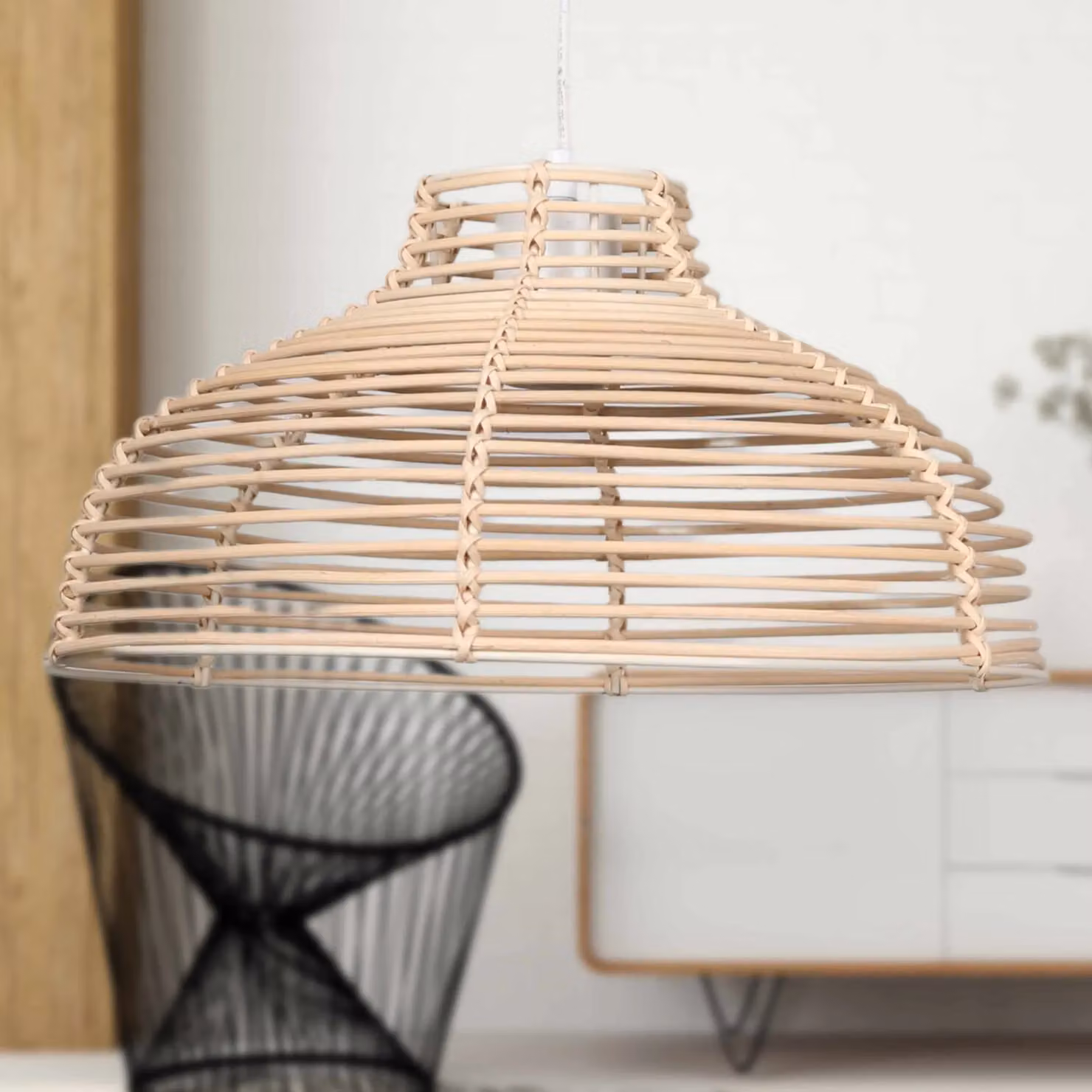 First Choice Lighting Katrina Rattan Dome Pendant Lightshade in Beige and Brown – 2