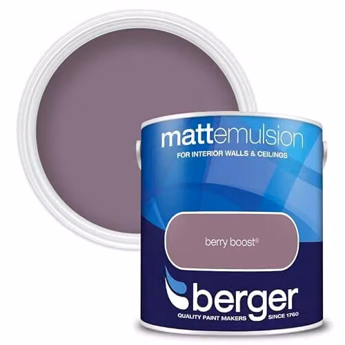 Berger Matt Emulsion Berry Boost Pink and Purple Water Based Paint 2.5 l – 2