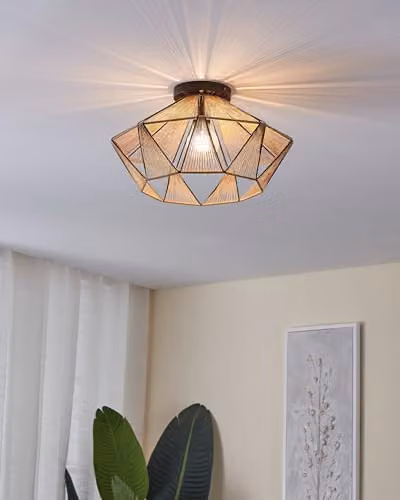 Eglo Adwickle IP20 Geometric Flush Ceiling Light in Black or Brown – 2