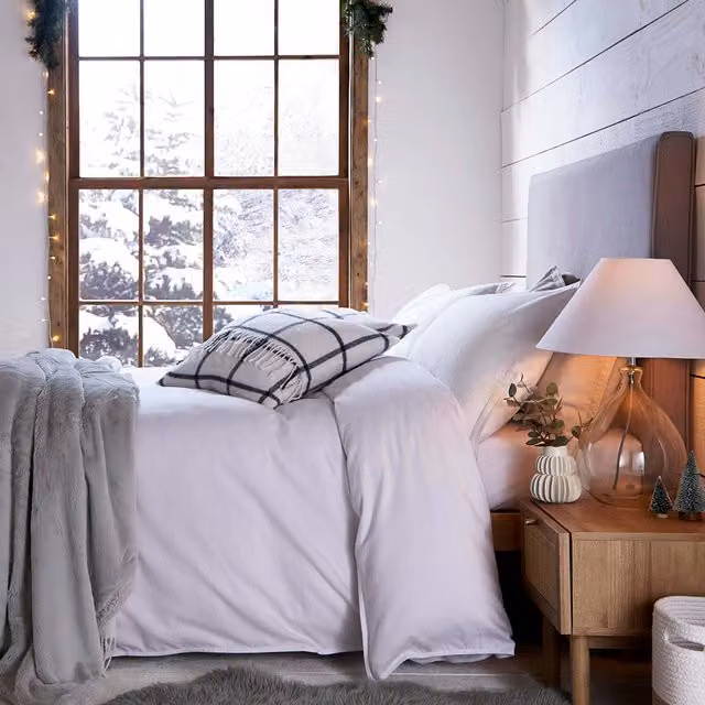 Murmur Laila White Brushed Cotton Flannelette Double Duvet Cover – 2