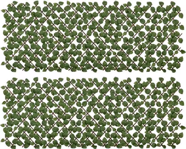 Outsunny Set of 2 Green Artificial Trellis Hedges, Realistic Plastic Privacy Screen – 1