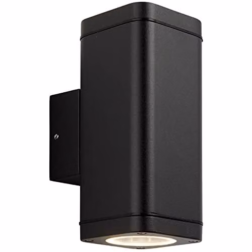Loops Modern Up & Down Outdoor Wall Light in Black with Transparent Glass Diffuser – 1