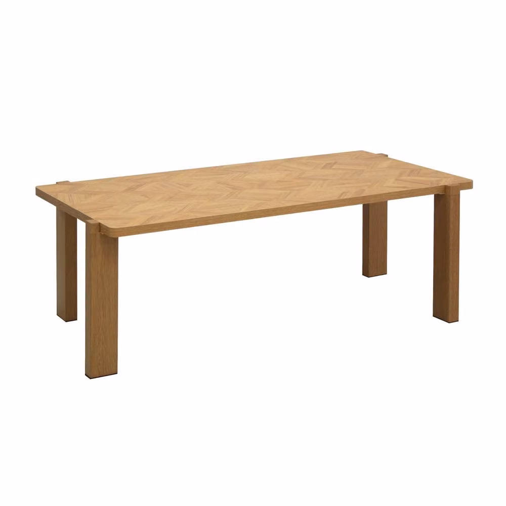 Sweekeek Vintage Rectangular Coffee Table with Brown Chevron Pattern Wood Decor Top, W/D/H: 125 x 62.5 x 42.5 cm – 2