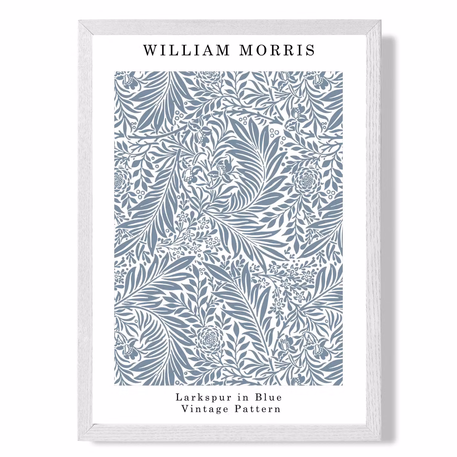ARTZE William Morris Larkspur in Blue Floral Art Print with White Frame, A3 – 2