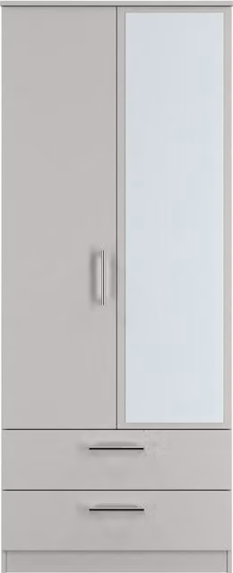 Ready Assembled 2 U Cornwall 2 Door 2 Drawer Mirror Wardrobe in Light Grey