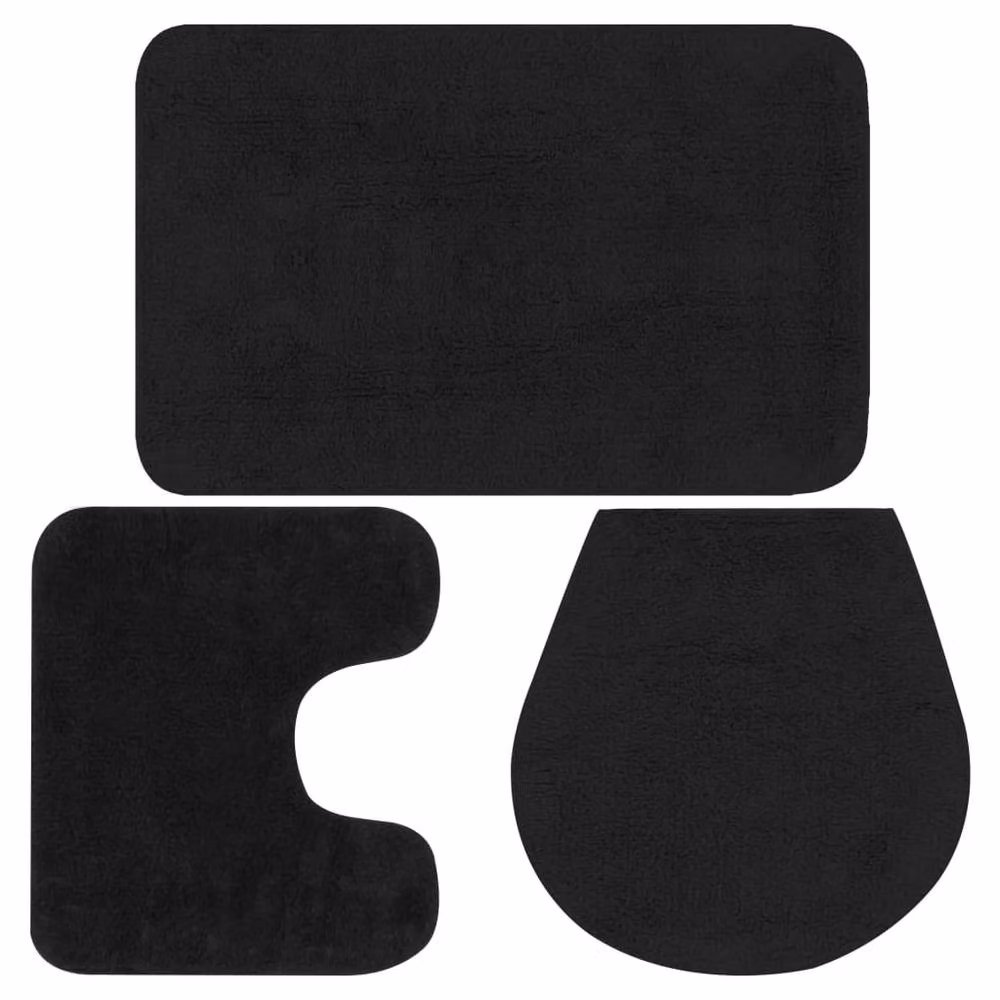 Berkfield Home 3 Piece Cotton Bathroom Mat Set in Anthracite Black – 2