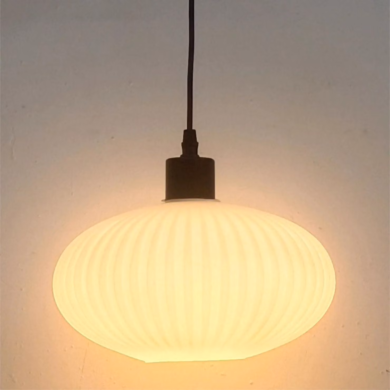 First Choice Lighting Set of 2 Baton Pendant Lights with White Ribbed Oval Glass and Black Fittings – 3