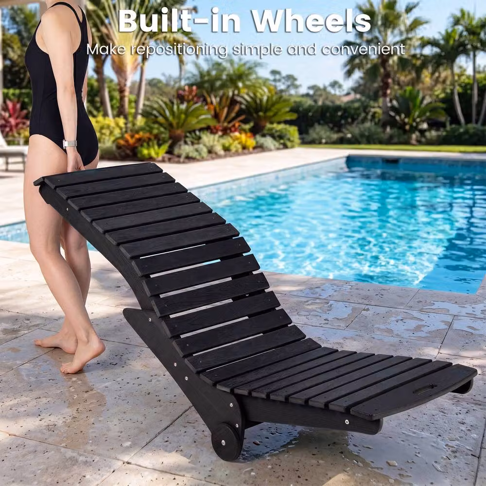 Costway Black HDPE In-Pool Lounge Chair with Castors and 205kg Capacity – 6