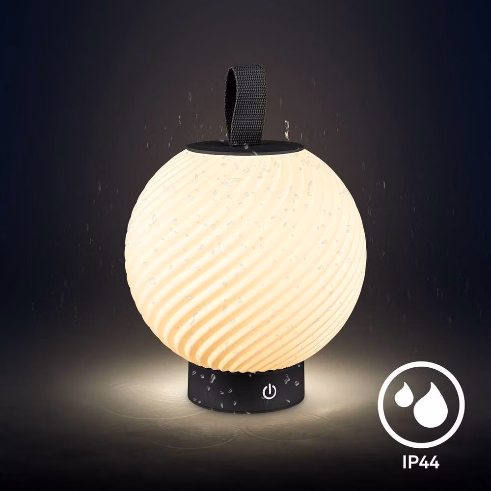 Briloner Black Rechargeable Dimmable LED Table Lamp with Touch Control and Warm White Light, IP44 Rated, H 25 cm x W 18 cm – 6