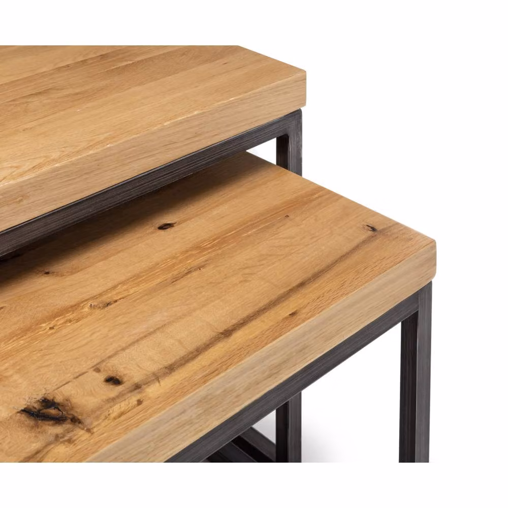 Cheshire Lomond Industrial Nesting Coffee Tables in Oak and Metal – 4