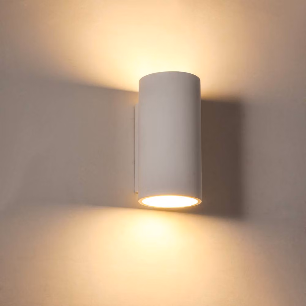 First Choice Lighting Andros Set of 2 White Plaster GU10 Dimmable Wall Lights – 2