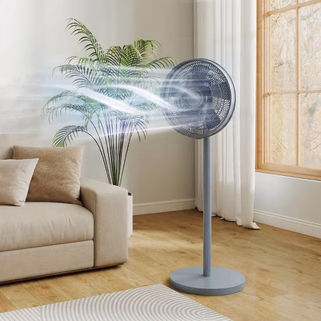 HOMCOM Grey Standing Pedestal Fan with Remote Control, Timer and Oscillation, 40 cm