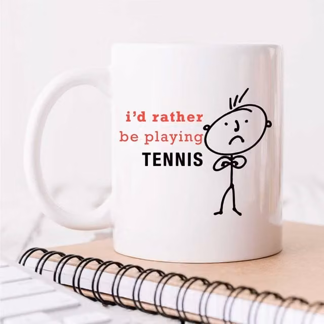 60 Second Makeover I'd Rather Be Playing Tennis Ceramic Mug, White