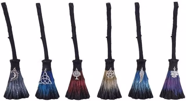 Nemesis Now Positive Energy Broomstick in Black and Multicolour, Height: 21 cm