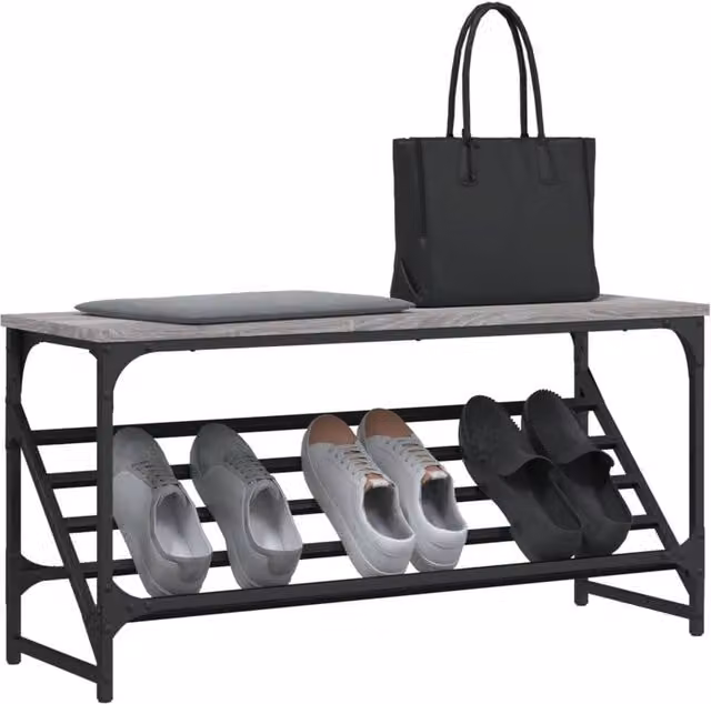 Berkfield Home Grey Industrial Shoe Rack W/D/H: 90 x 30 x 45 cm