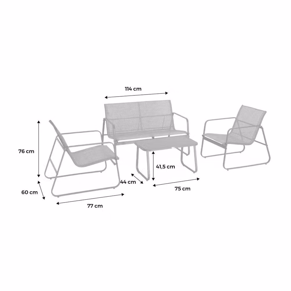sweeek 4-seater metal garden furniture set in white – 2