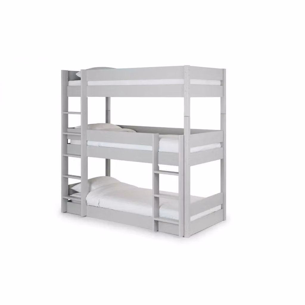 Ashfield Premium Triple Bunk Bed in Dove Grey, Solid Pine Wood, Single Size – 2