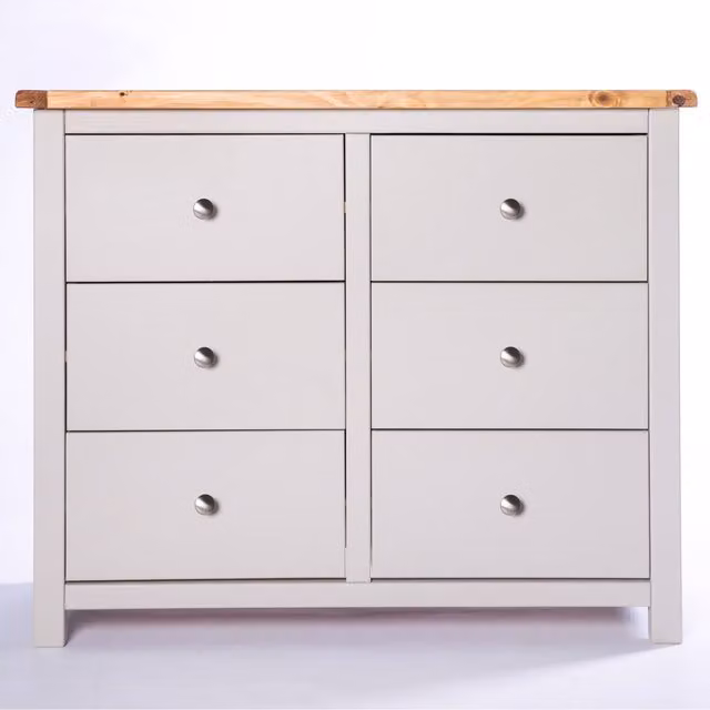 Cabinet Bits Argenta 6 Drawer Chest of Drawers in Light Grey with Chrome Knobs