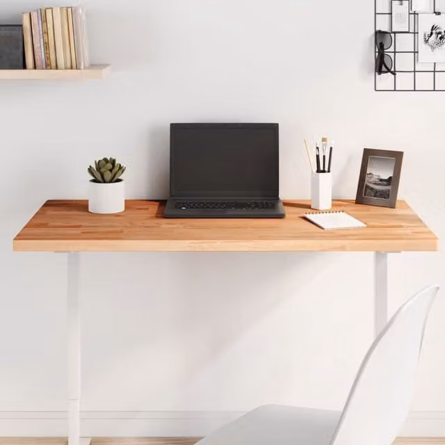 Berkfield Home Rectangular Solid Beech Wood Table Top, Brown, W: 100 cm, D: 50 cm, H: 2.5 cm
