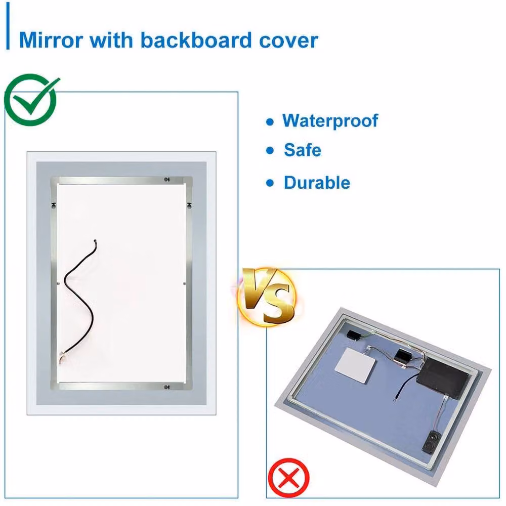PAWNORA Bathroom Mirror with Lights, Silver, W: 70 cm, H: 50 cm – 3