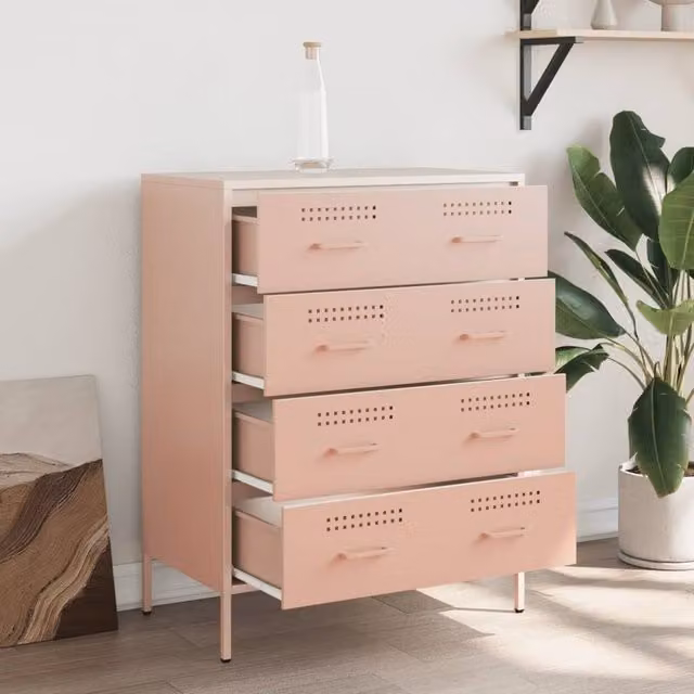 Berkfield Home Pink Metal Sideboard W/D/H: 68 x 39 x 89 cm