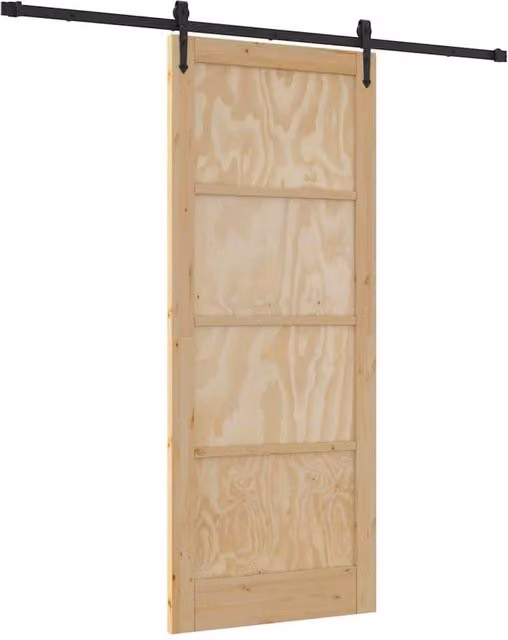 Berkfield Home Orkdal Minimalist Sliding Door in Solid Wood Pine with Hardware Set, Beige