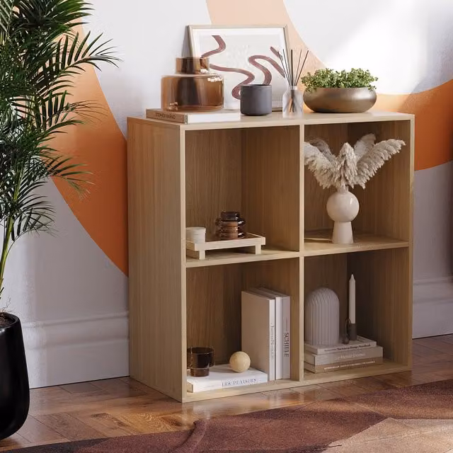 Vida Designs Durham 4 Cube Storage Unit in Oak Brown