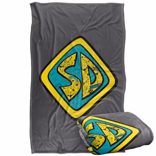 Warner Bros. Scooby Doo Sd Badge Silky Touch Super Soft Fleece Throw Blanket, Multicolour, W: 91.44 cm x D: 91.44 cm x H: 147 cm