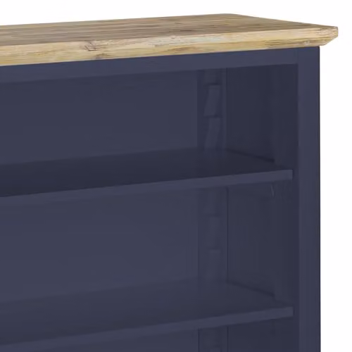 Statement Furniture Florence Bookcase in Navy Blue with Limed Acacia Top and Adjustable Shelves, W/D/H: 120 x 33 x 124 cm – 3