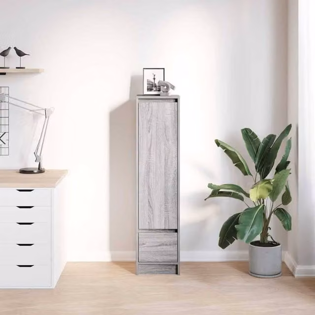 Berkfield Home Grey Sonoma Highboard, W: 29.5 cm, D: 34 cm, H: 119.5 cm – 1
