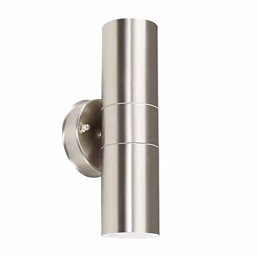 MiniSun Modern Silver Stainless Steel Up/Down Outdoor Wall Light – 1