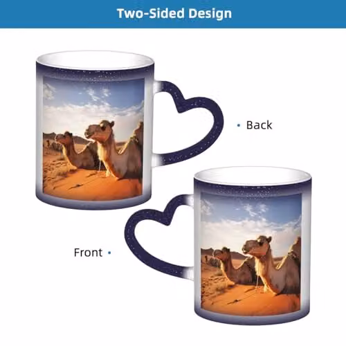 Oudrspo Camels Rest Desert Heat Sensitive Color Changing Ceramic Mug, Blue – 4