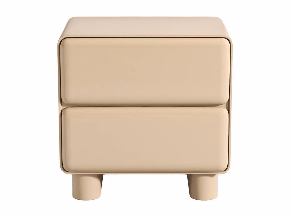 Vente-unique AUNELA Bedside Table with 2 Drawers in Lacquered Beige MDF – 2