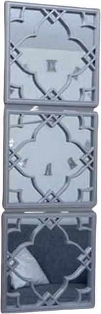 DEENZ Set of 3 Silver Moroccan Geometric Tile Wall Mirrors, Square Hanging Art