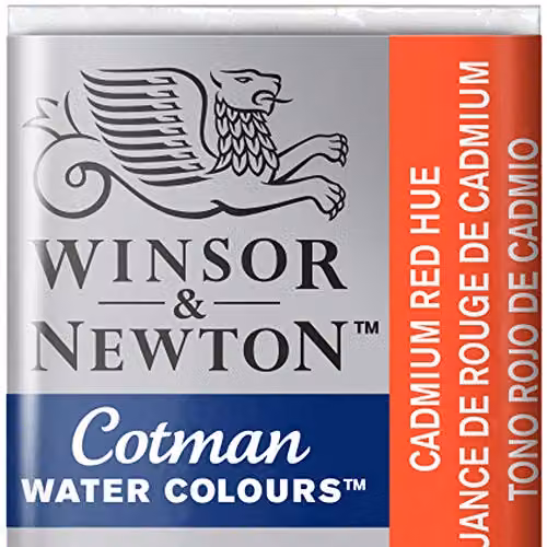 Winsor & Newton Cotman Watercolour Paint Half Pan in Cadmium Red Hue 095
