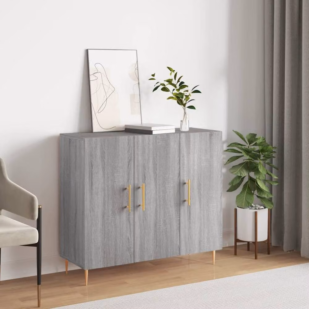 Berkfield Home Grey Sonoma Sideboard in Engineered Wood, W/D/H: 90 x 34 x 80 cm – 2