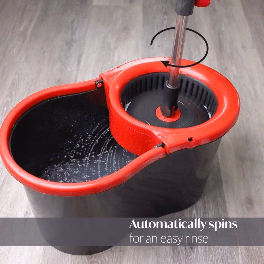 PAWNORA 360 Rotating Spin Mop Bucket Set with 2 Microfibre Heads in Black – 5