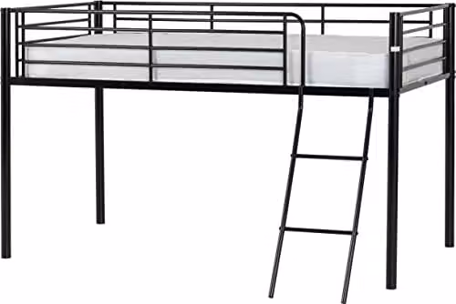 Seconique Kora Black Metal Mid Sleeper Single Bed Frame, W/D/H: 90 x 190 x 130 cm