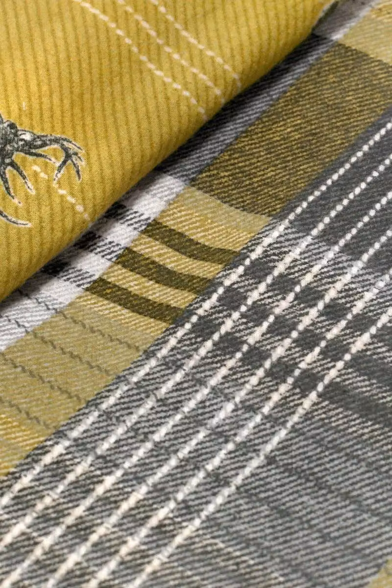 Dreams & Drapes Connolly Check Reversible 100% Brushed Cotton Flannelette Duvet Cover Set in Yellow, W: 200 cm x D: 200 cm – 2