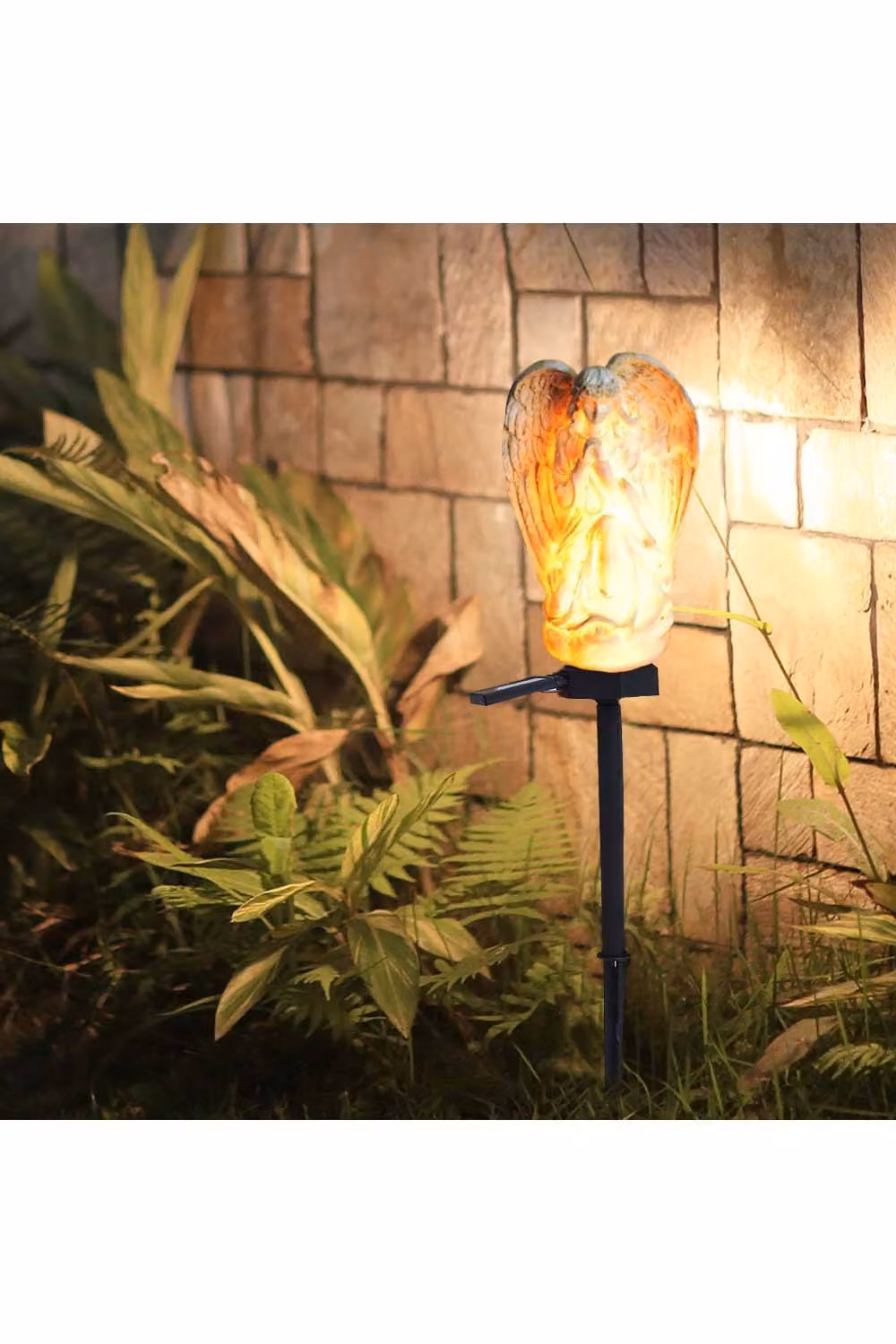 Living and Home White Resin Praying Angel Solar LED Garden Stake Light – 4