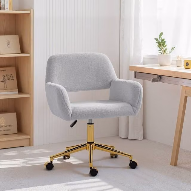 HOMCOM Grey Swivel Task Chair with Armrests and Castors – 1