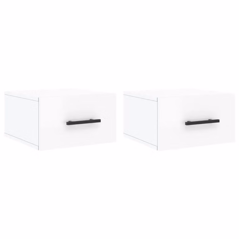 Berkfield Home Set of 2 Wall-mounted High Gloss White Bedside Cabinets W/D/H: 35 x 35 x 20 cm