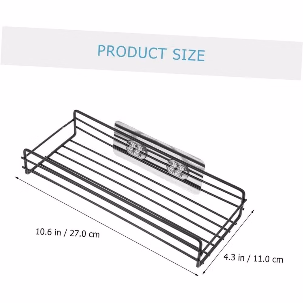 Nordara 2-Pack Adhesive Bathroom Shower Caddy Shelf Storage Organizer Tray Holder in Black – 2