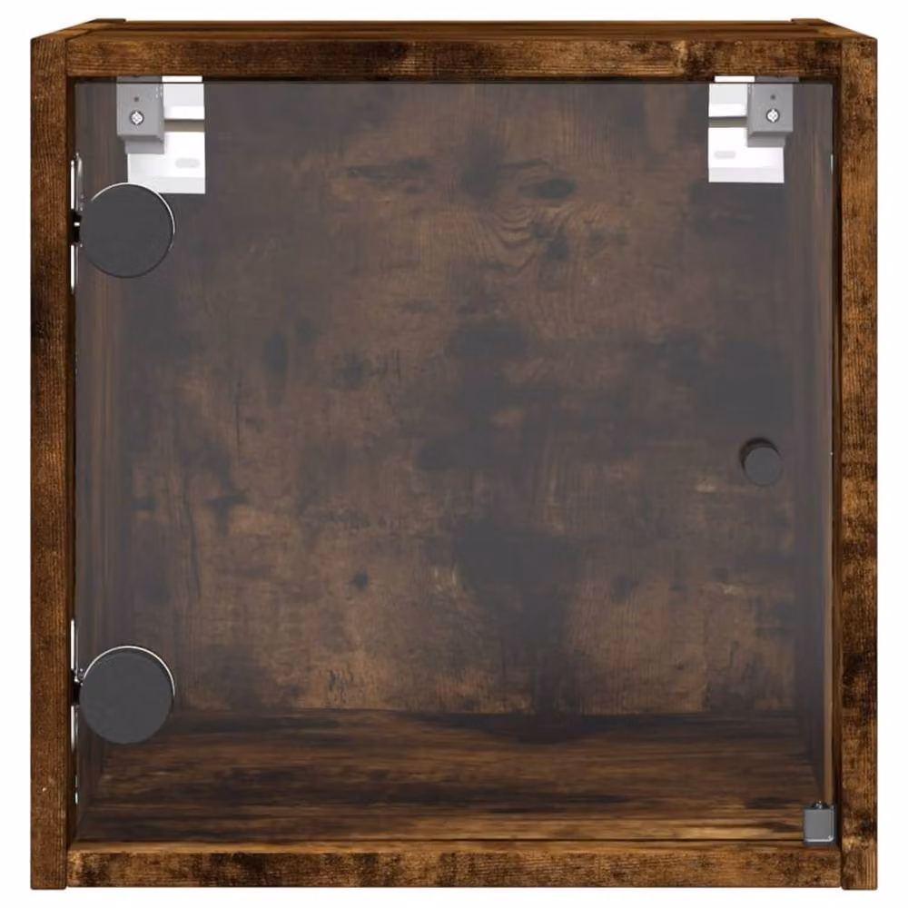 Berkfield Home Elegant Bedside Cabinets with Glass Doors, 2 Pack, Smoked Oak Brown, W/D/H: 35 x 37 x 35 cm – 5