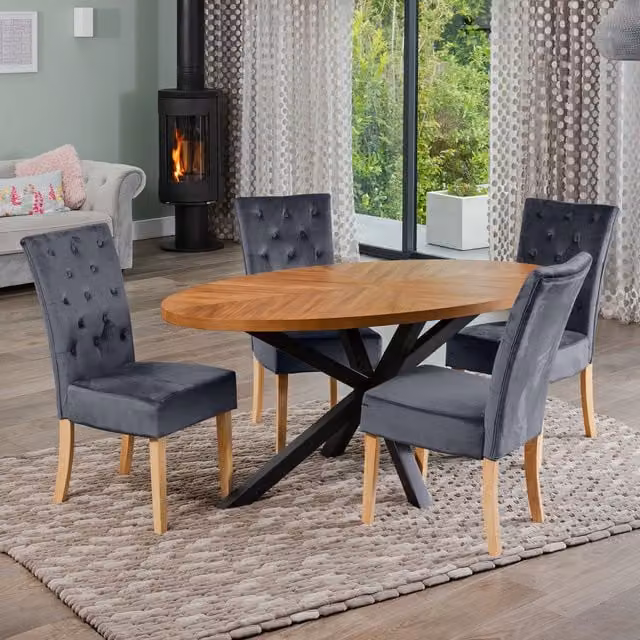 Artemis Home Modern Oval Dining Table Set with 4 Grey Chairs